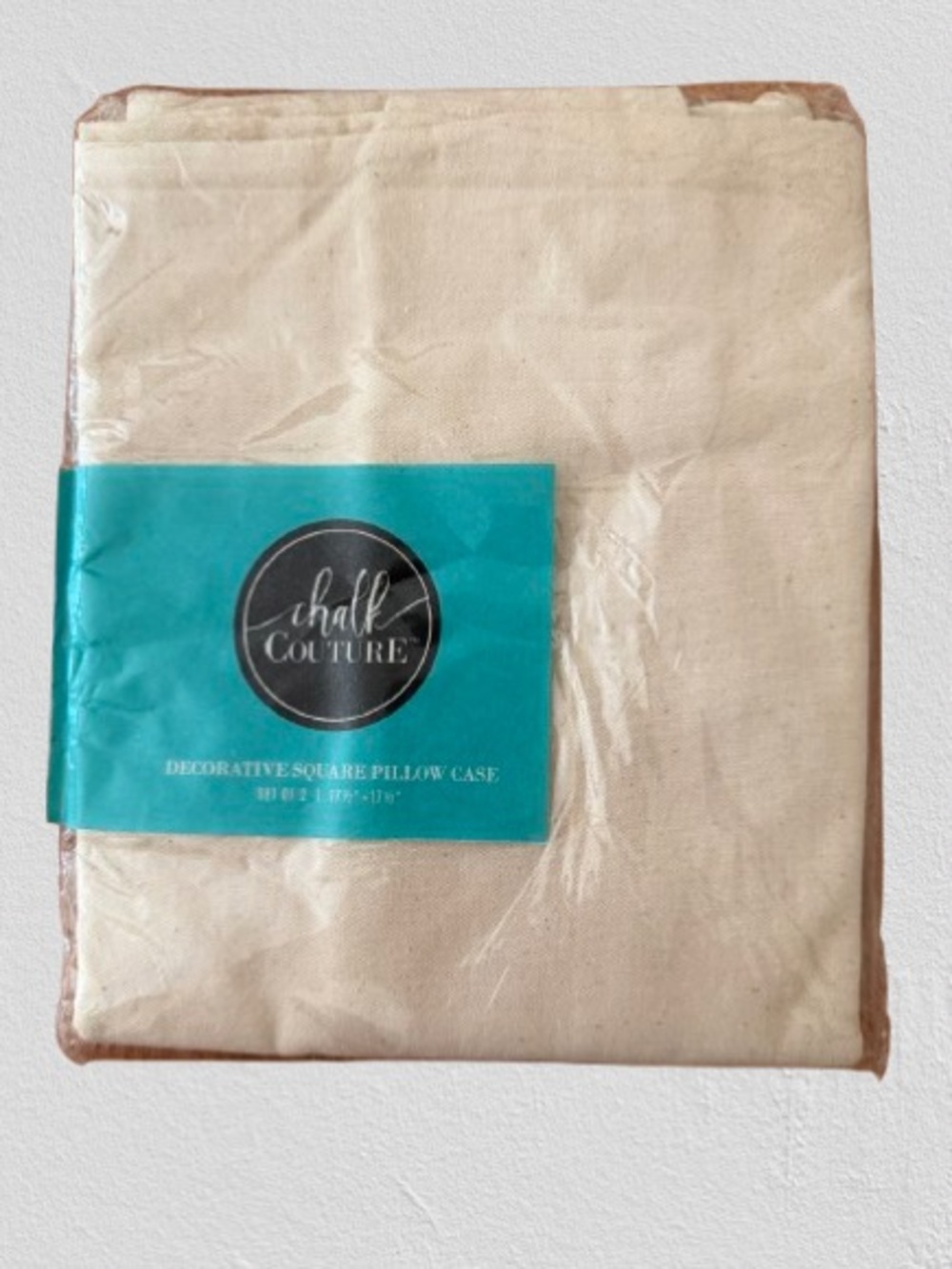 NWT Set of 2 Chalk Couture of off-white, decorative square pillow cases